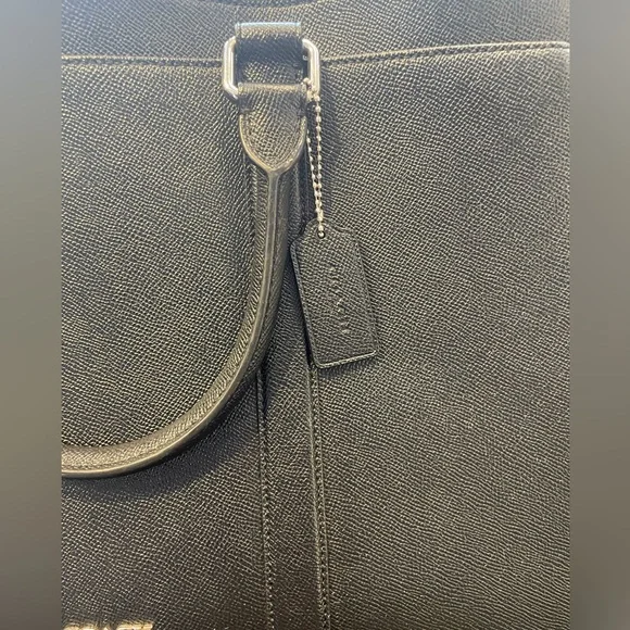 Coach Metropolitan Perry Briefcase Black Crossgrain Leather Laptop Bag Unisex - Picture 4 of 12